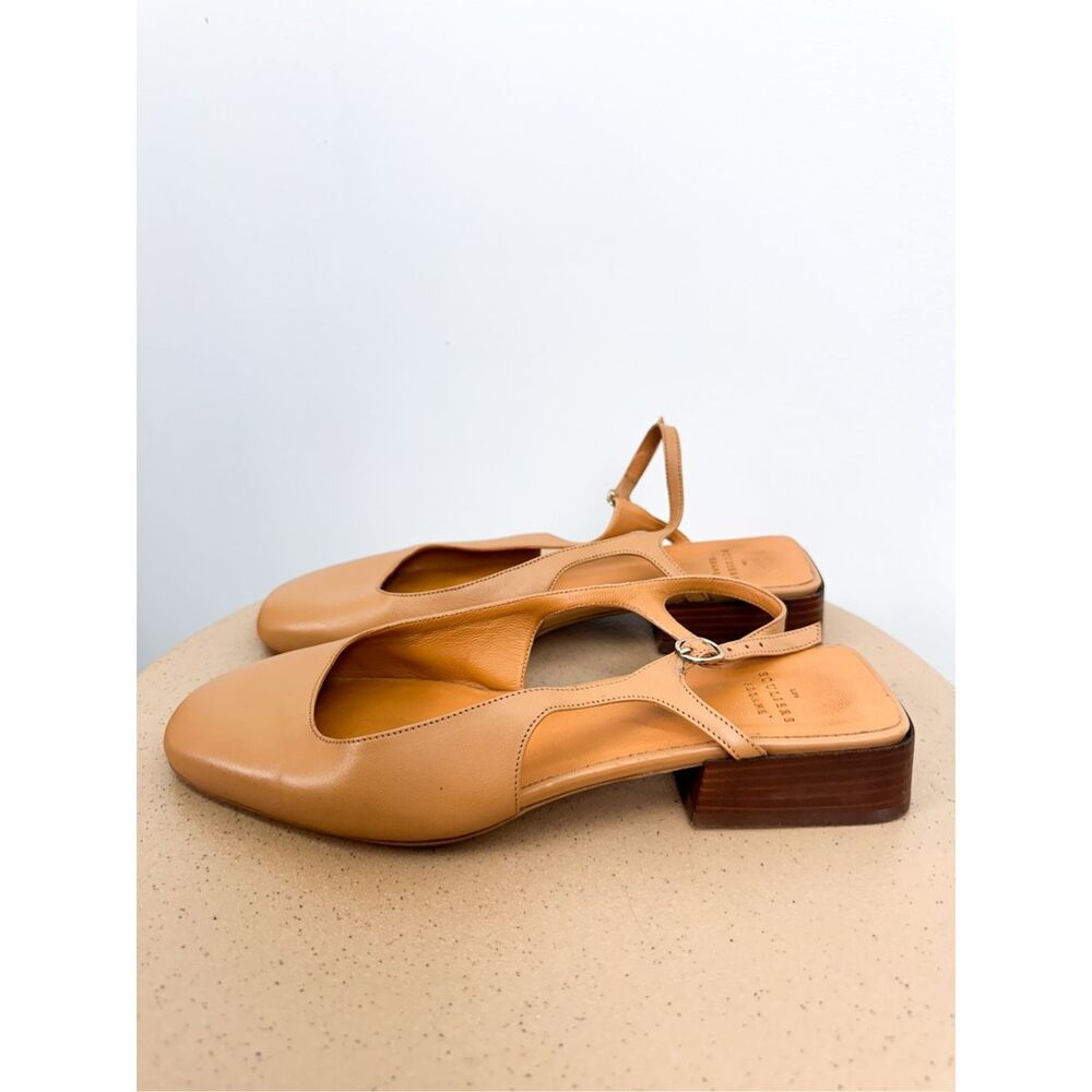 Sezane Women’s Livie Babies Smooth Honey Leather Tan  Mary Jane Flats - Picture 3 of 16